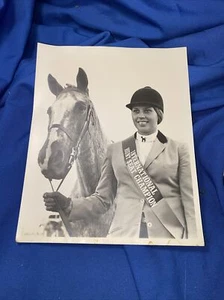 Black and White Photo Champion Hunt Seat Photo Kathy Kinder With Horse 8x10 - Picture 1 of 6