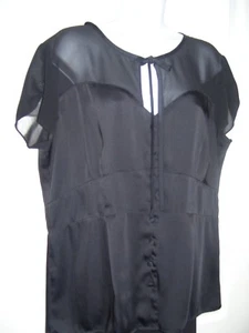 MUJER TALLA 16 ELEGANTE NEGRO 2 PIEZAS CONJUNTO BLUSA TOP Y FALDA ELEGANTE - Imagen 1 de 12