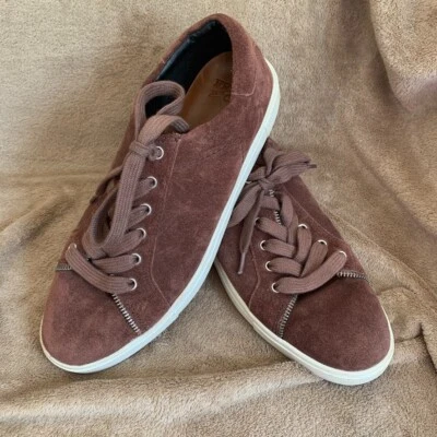 Zapatillas Frye & Co. Para Mujer Sindy Moto Berenjena Gamuza/Cuero Detalle Cremallera EE. UU. 9 Foto 1 de 4