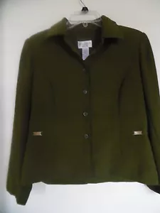 Studio I Green Jacket 12 12P Button Down Top Long Sleeves Shirt - Picture 1 of 3