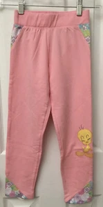 Tweety Bird Pants Six Flags Looney Tunes Pink Size 6 Glitter, Flower Accents - Picture 1 of 6