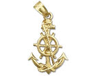 New 14K Gold Ship Wheel and Anchor Charm