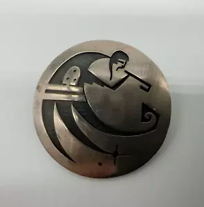 De Colección Phil Poseyesva Hopi Plata Esterlina Superposición Prendedor/Broche Colgante 11.6g #gbv - Imagen 1 de 8