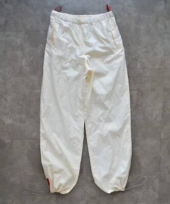 1999 Винтажный PRADA брюки нейлона брюки парашют шнурок красный вкладка карманы 42 - Изображение 1 из 4