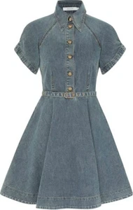 Vestido abatible de mezclilla Zimmermann Illustration talla AU2 NUEVO SIN ETIQUETAS - Imagen 1 de 8