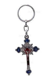 Moda Gesù Cristo CROCE Charm Unisex Portachiavi NATALE Crocifisso Terra Santa Regalo - Foto 1 di 6