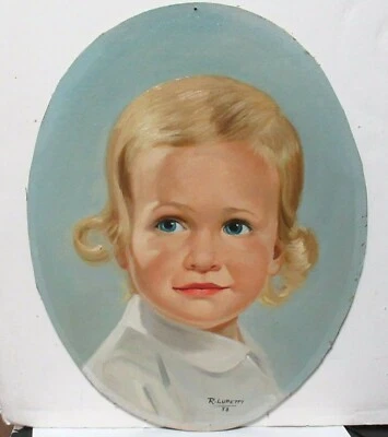 ROBERTO LUPETTI LITTLE GIRL ORIGINAL OIL ON BOARD PAINTING - Image 1 of 4