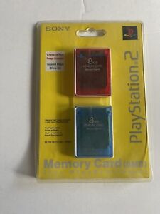 NEW SEALED Sony PlayStation 2 Dual Pack Memory Card Island Blue Crimson Red 8MB
