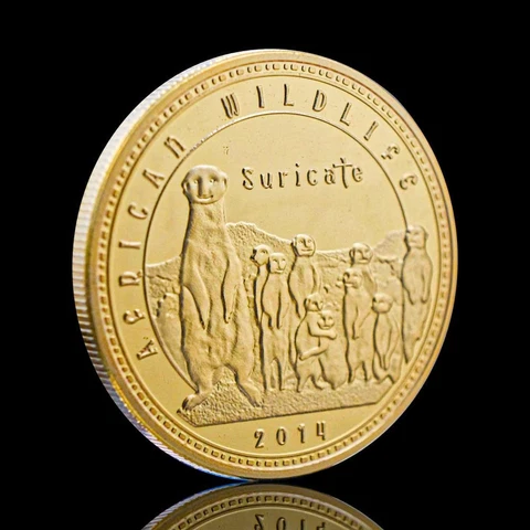 Zambia 1000 kwacha 2014 UNC Suricate Africa Wildlife Gold Plated Coin Cover