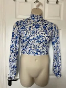 In the Style Size 10 High Neck Chiffon Long Sleeve Floral Crop Top - Picture 1 of 6