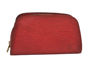 Auténtica bolsa de cosméticos Louis Vuitton Epi Dauphine roja M48447 LV chatarra 7567M - Imagen 1 de 10