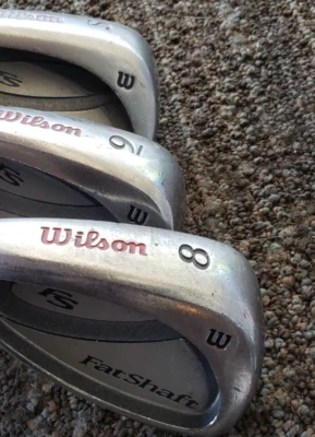 SET OF 3 LH WILSON FAT SHAFT FS CAVITY BACK GOLF CLUBS 8 9 & SW UNIFLEX GRAPH - Image 1 of 4