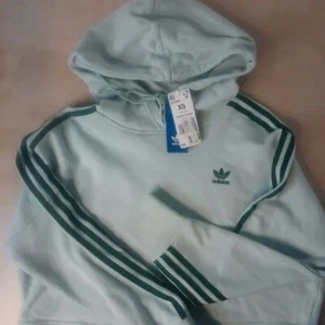 Adidas XS Originals Cropped Striped Hoodie Sweatshirt Top Crop Vapour Green Mint - Picture 1 of 8