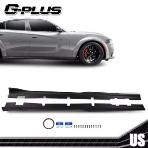 Fit For 2015-2023 Dodge Charger Side Skirts Rocker Panel Body Kit Matte Black - Picture 1 of 12