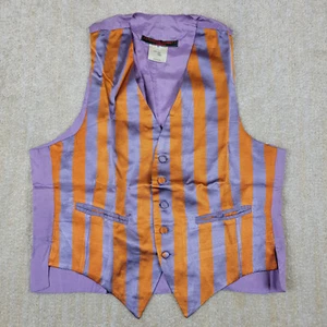 Vintage Katharine Hamnett Vest Mens M Purple Orange Striped 100% Silk London UK - Picture 1 of 11