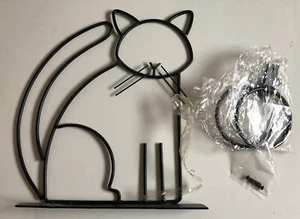 NEW Terry’s Village Black Kittty Cat shape metal wire potted plant holder stand - Picture 1 of 3