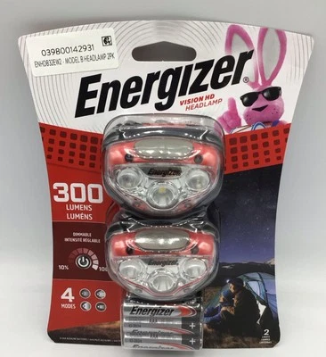 Energizer Vision HD 300 Lumen Proiettori LED, Batterie Incluse (Confezione da 2) - Immagine 1 di 2