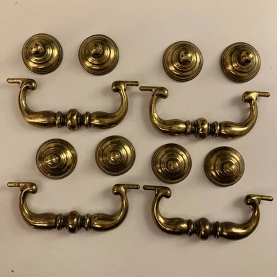 Set of 4 Vintage MCM Brass KBC Drop Handles Pulls - Image 1 of 4