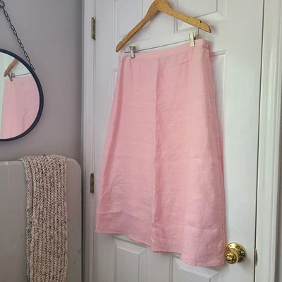 Falda Kim Rogers 100% Lino Línea A Talla S Pequeña Rosa Fluida Clásica Femenina Playa Foto 1 de 4