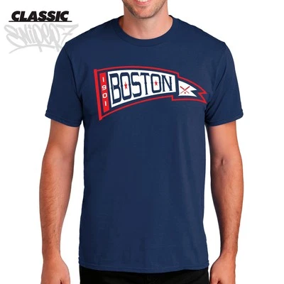 Camiseta clásica vintage de béisbol Boston banderín azul marino - Camiseta de los Medias Rojas MLB Foto 1 de 3