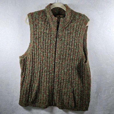 Woolrich Suéter Chaleco Mujer 2XL Marrón Oliva Cremallera Completa Acrílico Lana Informal Acogedor Foto 1 de 4