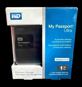 WD MY PASSPORT ULTRA PREMIUM STORAGE Blue 1 TB Model WDBGPU0010BBL-NESN Win 10 - Afbeelding 1 van 13