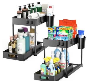 Unter Waschbecken Organizer und Aufbewahrung, 2er Pack Große Kapazität Schwerlast Auszug 2er Pack - Bild 1 von 7