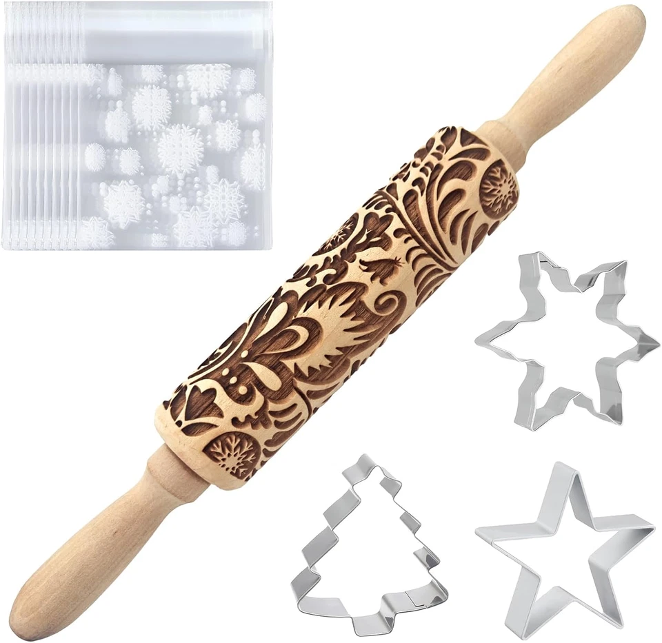 Set Di Stampi per Mattarelli Natalizi,Mattarello Di Natale,Formine Natale,Mattar - Immagine 1 di 4