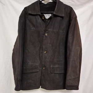 Vera Pelle Black Leather XXL Button Up with Pokets Jacket Made In Italy  - Picture 1 of 16