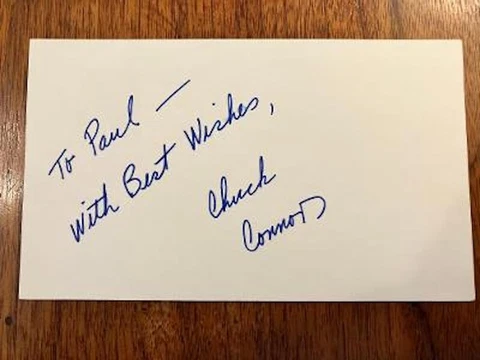 OUTSTANDING VINTAGE INSCRIBED CLEAN 3x5 CARD BY VETERAN ACTOR CHUCK CONNORS Cover