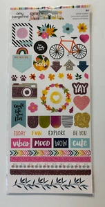 American Crafts/Amy Tangerine Slice of Life Glitter Stickers-99 Pieces - Picture 1 of 2