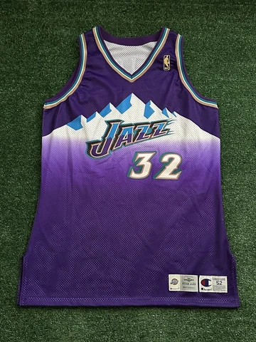 Authentic Utah Jazz Karl Malone Champion Pro Cut Game Jersey 52+3 50th 96 97 Cover