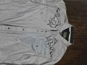VINTAGE J.L. Fox Western Wear Shirt Adult M Light Blue Snap Cowboy Mens - Picture 1 of 5