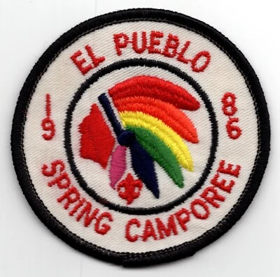 Vintage 1986 El Pueblo Indian Chief Spring Camporee BSA Boy Scouts 3" Patch - Image 1 of 3