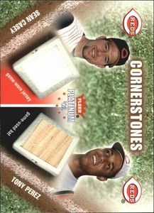 2002 Fleer Platinum Cornerstones Mem Card #5 Sean Casey Jsy/Tony Perez Bat/25