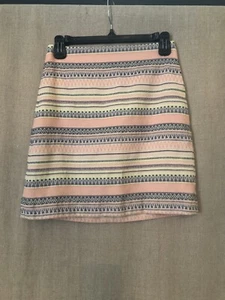 Falda Lápiz Ann Taylor Loft a Rayas Rosa Azul Marfil Rayas Talla 0p - Imagen 1 de 7