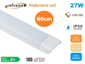 PLAFONIERA LINEARE LED ALTA LUMINOSITA' 2700 LUMEN 60CM 27 WATT IP20 - Foto 1 di 5