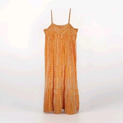 World Market Orange Strap Cotton Maxi Dress Boho Fairy Peasant Cottagecore SM - Image 1 of 4