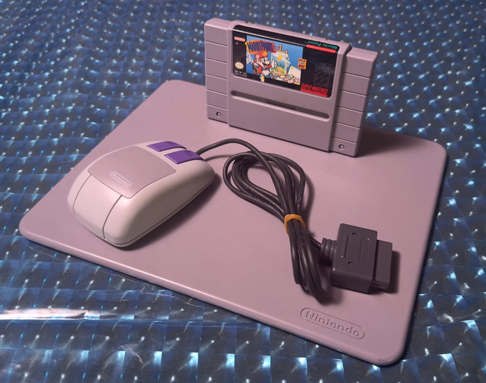 Cartucho Mario Paint con alfombrilla de ratón oficial Super Nintendo y accesorio de ratón Foto 1 de 1