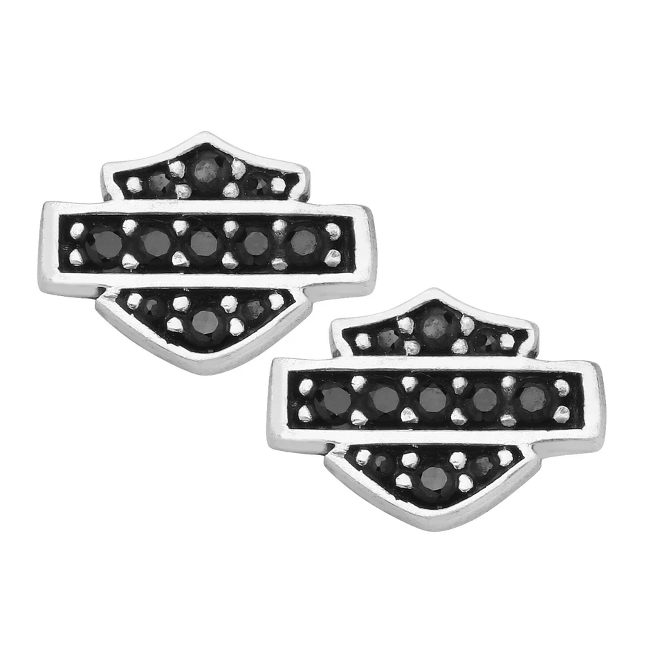 Ladies Earrings Harley-Davidson ® Sterling Silver Black Crystals 148 / HDE0281 - Image 1 of 1