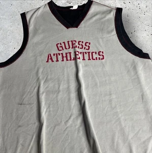 VTG Guess Athletic Sports White Sleeveless Jersey Size L - Picture 1 of 9