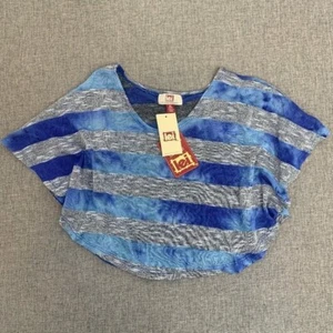 Brand New!! l.e.i. Cute Striped Crop Top Blue Gray Girls XS or Adult XXS. - Picture 1 of 11