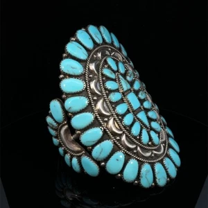 Navajo Signed LW Sterling Silver Petit Point Cluster Bracelet 68.8g (WCP031928) - Picture 1 of 5