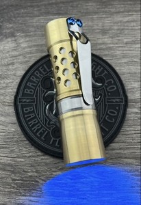 Barrel Flashlight Company Brass EDC Torch Light w/COA CWF Dragon Blue 2nd