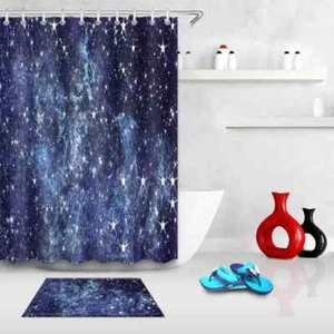 Silver Star Waterproof Bathroom Polyester Shower Curtain Liner Water Resistant - Imagen 1 de 8