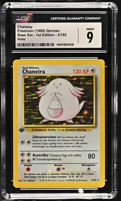 CGC 9 MINT German Chansey / Chaneira Base Set 1st Edition Holo Pokemon 3/102 - Image 1 of 2