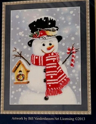 Nuevo kit de arte artesanal de punto de cruz Kustom Krafts 97267 casa de pájaros muñeco de nieve Allaire Navidad Foto 1 de 4