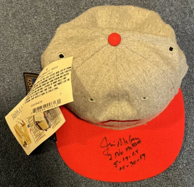🔥Jim Maloney Signed Wool Roman Classic Cincinnati Red’s Hat 2- NH Dates on Cap - Image 1 of 4