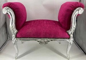 Casa Padrino sgabello barocco rosa-viola/argento fatto a mano stile antico sgabello - Foto 1 di 3