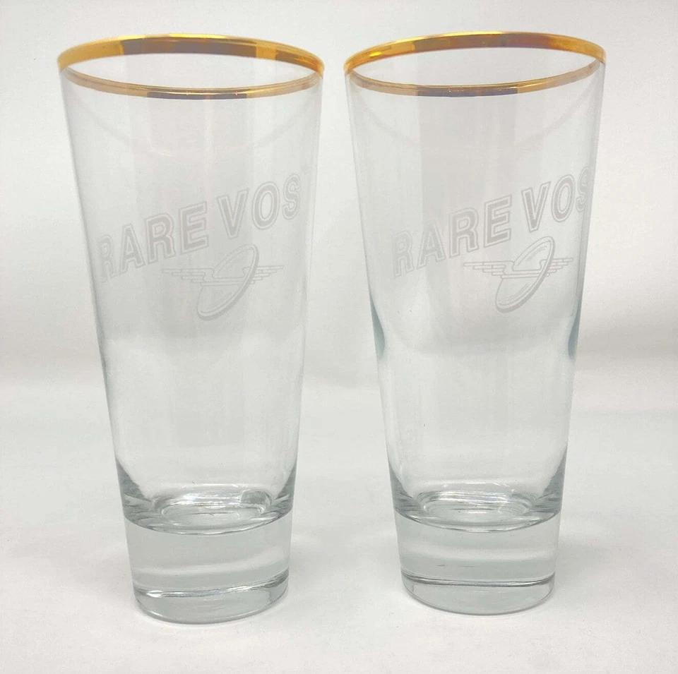 Rare Vos Gold Rim Pint Glasses Set of Two Foto 1 de 1